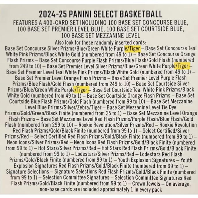 [ พร้อมส่ง!! ] ยกกล่อง การ์ดสะสมบาสเก็ตบอล 2024-25 Panini Select NBA Basketball Trading Card Blaster Box ใหม่ล่าสุด! (p4)