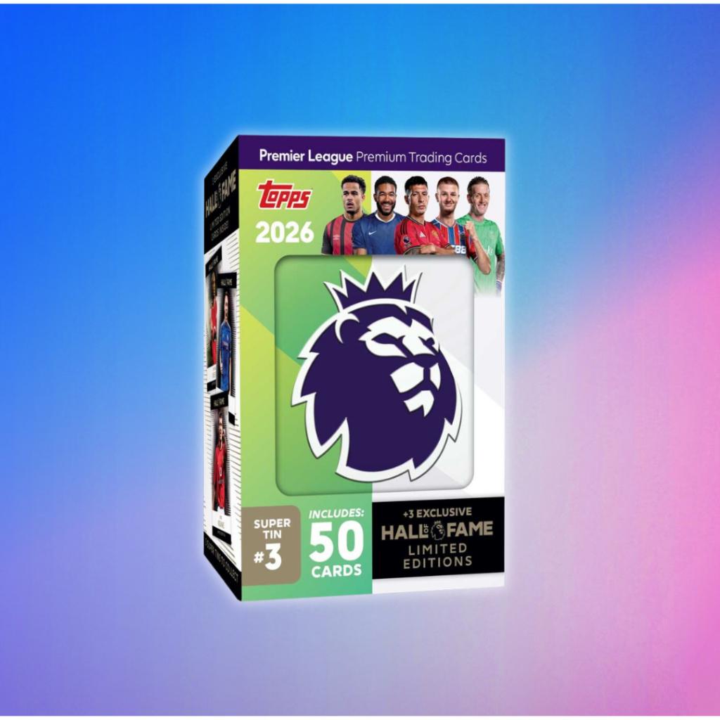 [ พร้อมส่ง!! ] การ์ดสะสมฟุตบอล Topps Premier League 2026 Super Tin - Hall of Fame Series #1 #2 #3 ใหม่ล่าสุด! (p4) ( 420 กรัม )