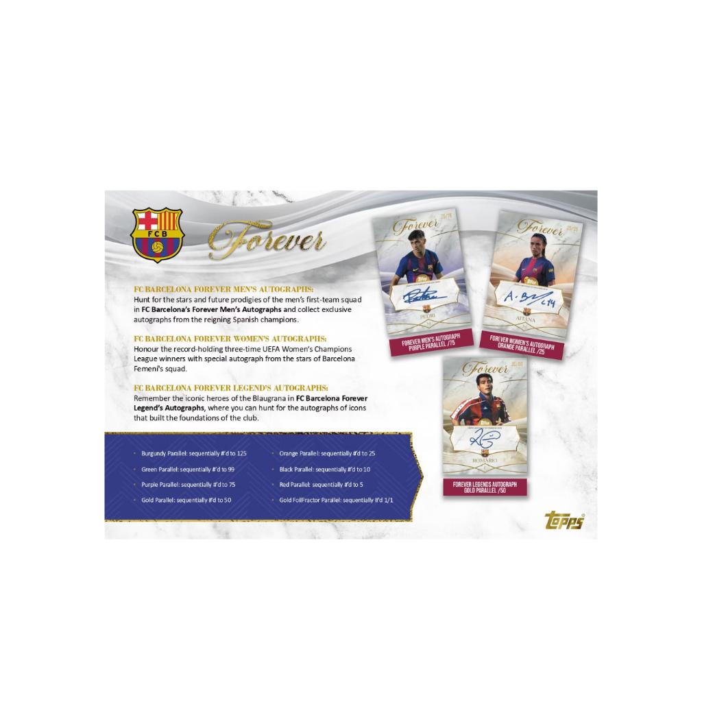 [ ยกกล่อง ] การ์ดสะสม 2025-26 Topps Barcelona Forever Hobby Box  พร้อมส่ง!!  (p3) (700g)