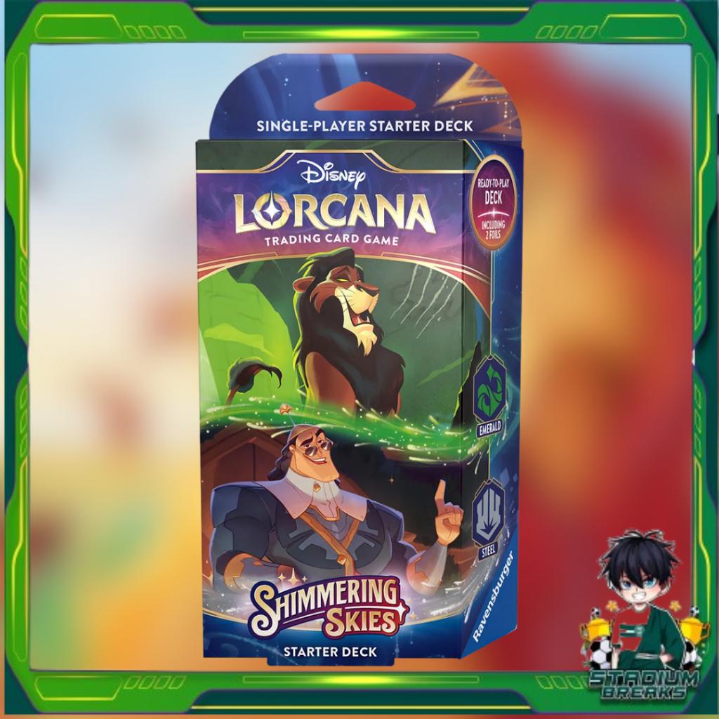 พร้อมส่ง!! Disney Lorcana : Shimmering Skies Emerald - Steel Starter Deck การ์ดสะสม  (p2)(230g)
