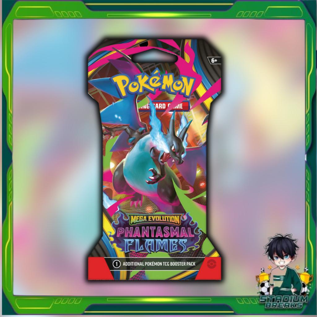 [ พร้อมส่ง! ] แยกซอง รุ่น Sleeved Booster การ์ดเกมโปเกม่อน  Pokemon Eng Mega Evolution Phantasmal Flames สินค้าใหม่ล่าสุด (p2) (100 g)
