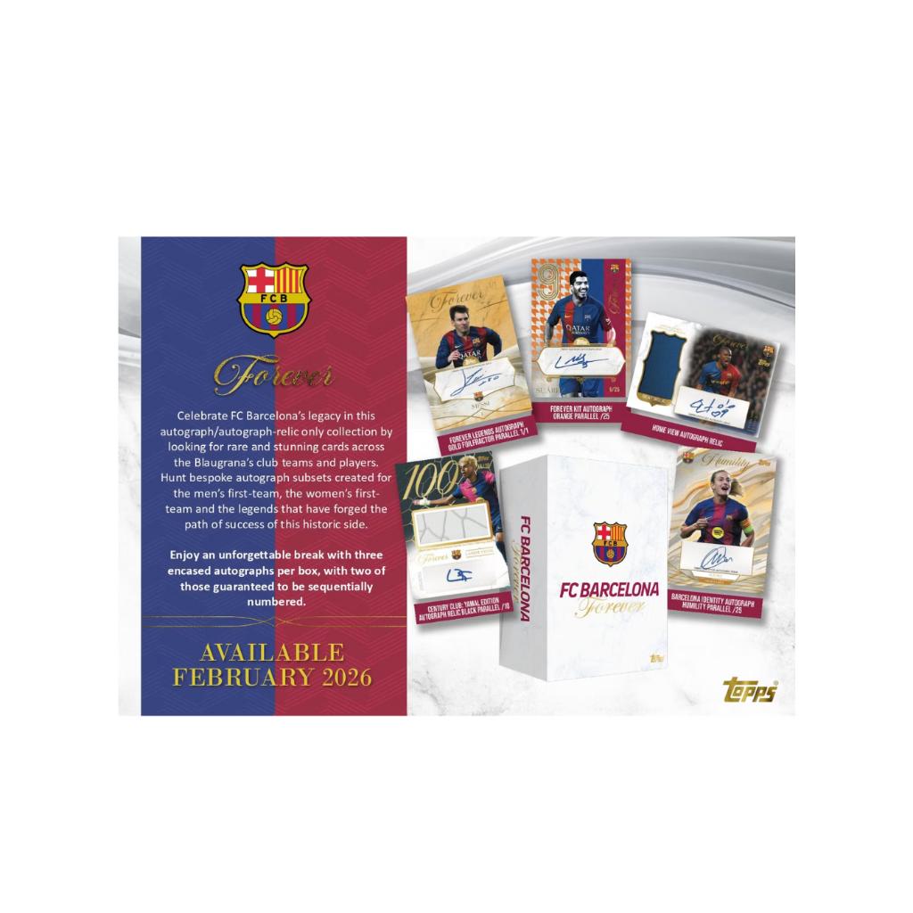 [ ยกกล่อง ] การ์ดสะสม 2025-26 Topps Barcelona Forever Hobby Box  พร้อมส่ง!!  (p3) (700g)