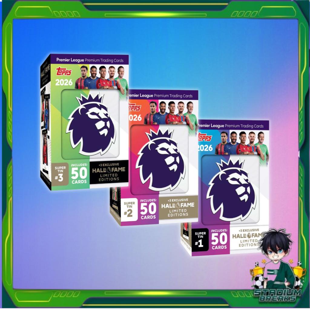 [ พร้อมส่ง!! ] การ์ดสะสมฟุตบอล Topps Premier League 2026 Super Tin - Hall of Fame Series #1 #2 #3 ใหม่ล่าสุด! (p4) ( 420 กรัม )